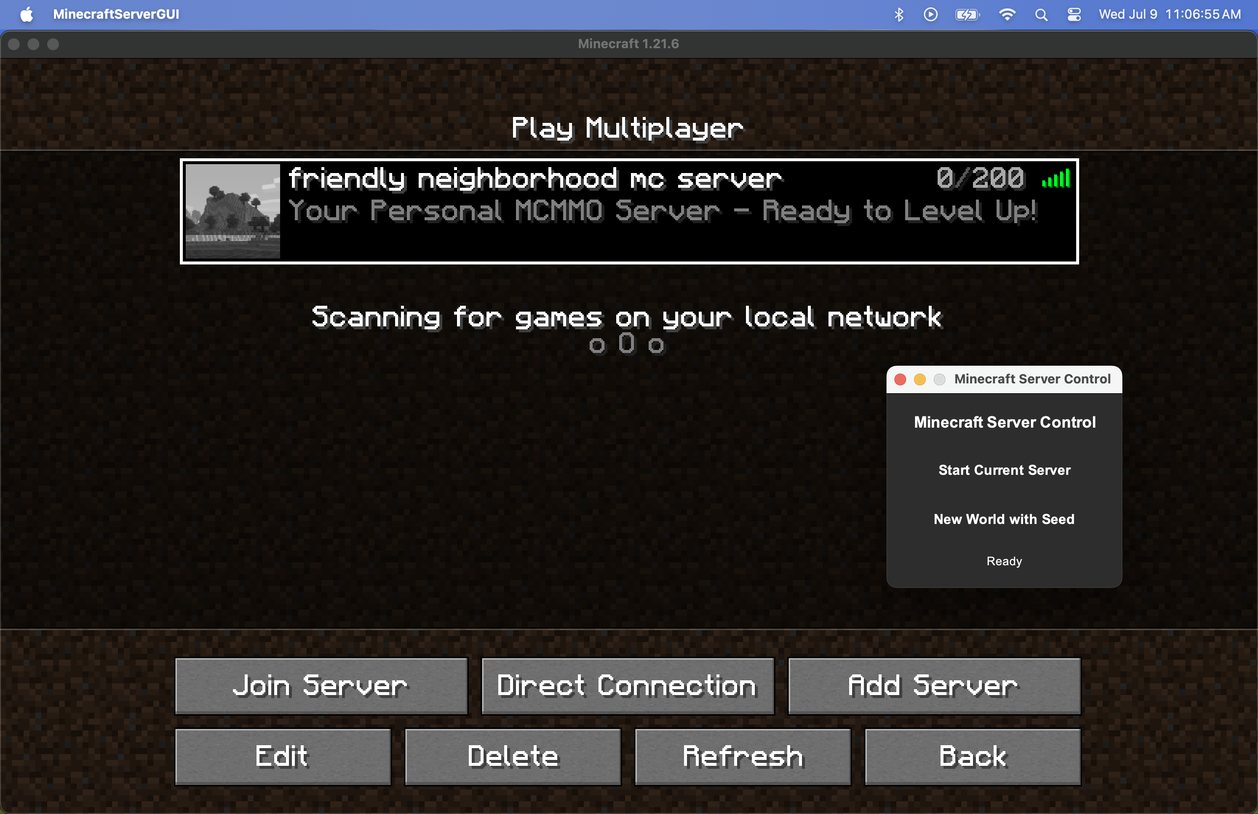 One-click Minecraft Server